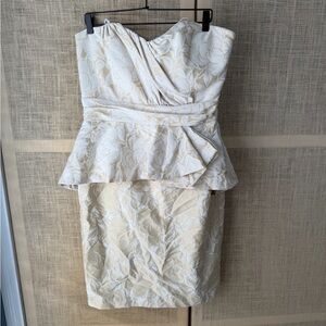 Badgley Mischka Strapless Jacquard Dress